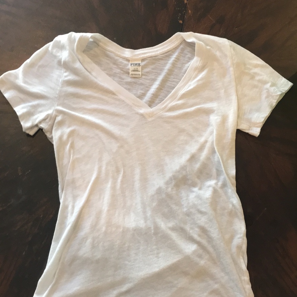 White VS Pink V-neck top